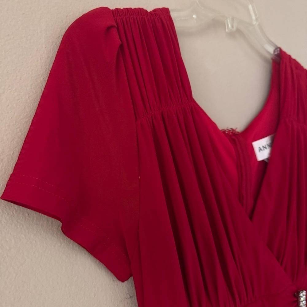 Anny Lee Red Fit and Flare Column Shape Dress M - Picture 7 of 8